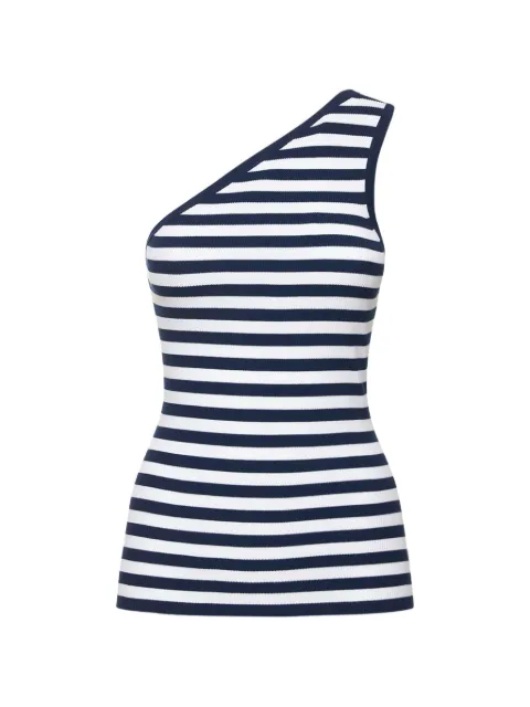 Michael Kors striped one-shoulder top White CK664Y0006
