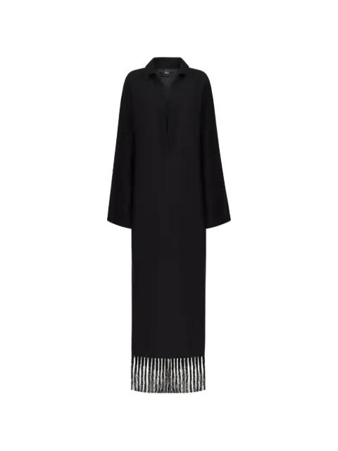 Taller Marmo Bordighera fringed-hem maxi dress Black TMPS2548133