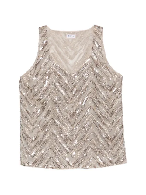 Brunello Cucinelli sequin chevron top Neutrals MF940HN602C9504