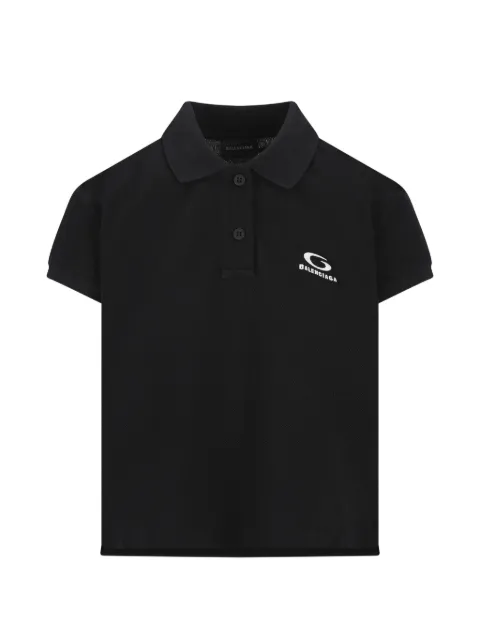Balenciaga logo-embroidery polo shirt Black 858098TTVT8