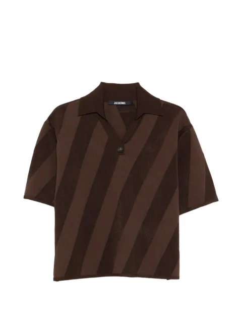Jacquemus stripped V-neck polo shirt Brown POM00615AK00310