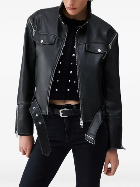 LIU JO detachable-sleeve belted jacket Black WA6063E1106