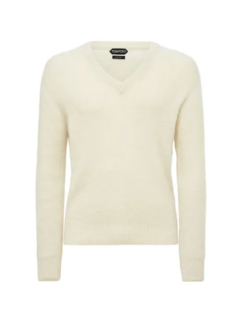 TOM FORD V-neck long-sleeve sweater White BAE72TFK100