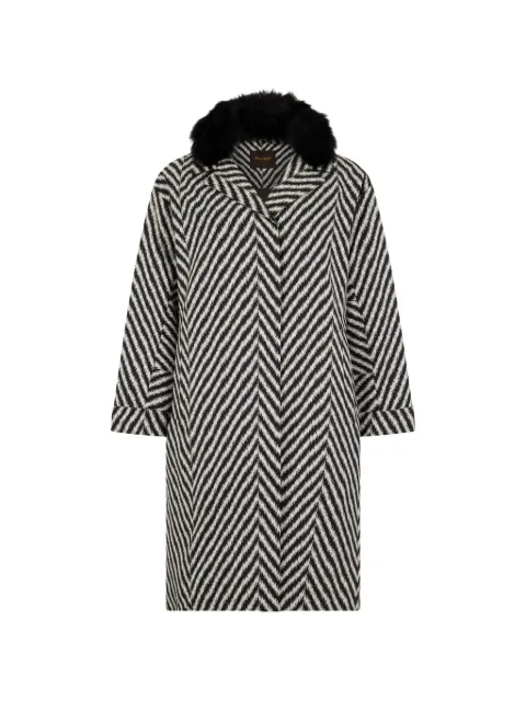 Moorer zigzag-pattern fur-collar coat Black ALGISABR