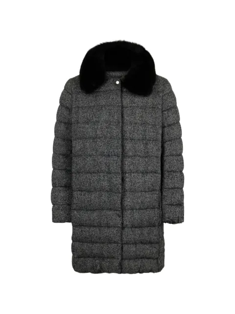 Moorer padded fur-collar coat Black AGAVEBAS
