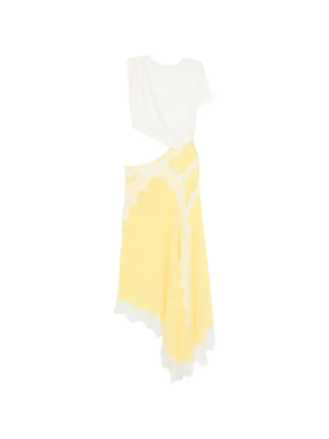 Christopher Esber Verve lace-trim asymmetric dress Yellow 24023316