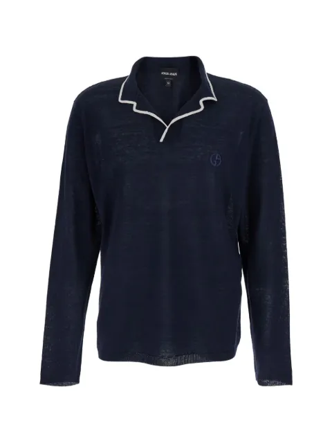 Giorgio Armani embroidered pique T-shirt Blue GM003140AF24710FB010