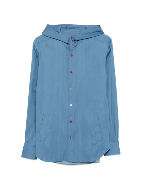 Kiton Mariano hooded shirt Blue UMCMARH0969603004