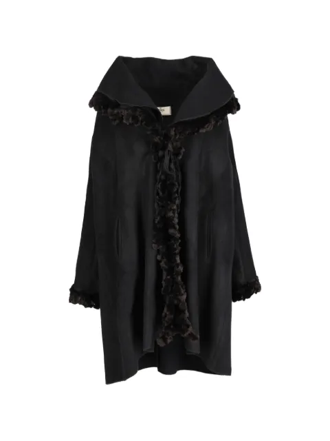 Fendi Pre-Owned textured-trim coat Black W251111505