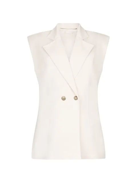 LIU JO padded-shoulder double-breasted waistcoat Neutrals TA6025JS182