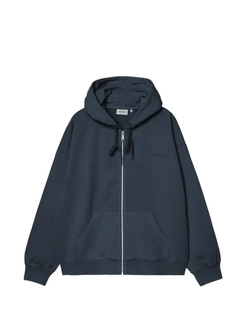 Carhartt WIP logo-embroidered zip-up hoodie Blue I035437