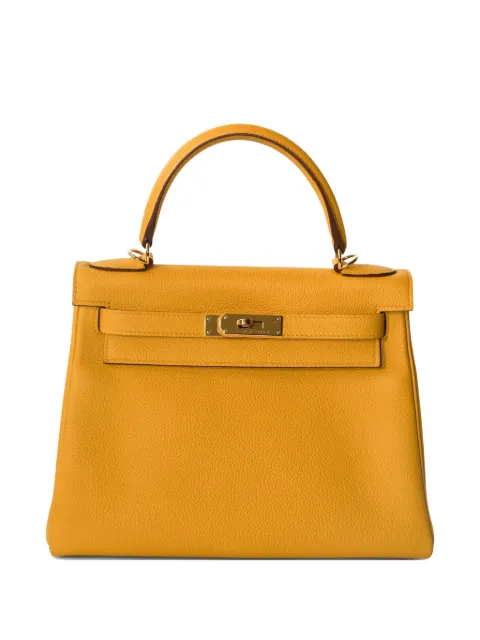 Hermès Pre-Owned Kelly 28 Retourne Togo Jaune Ambre leather tote bag Yellow CSNT8936