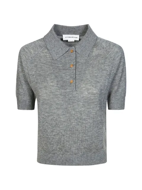 Victoria Beckham button polo top Grey 1126KTP007013A