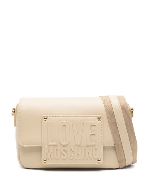 Love Moschino embossed-logo flap-top cross-body bag Neutrals JC4066PP1OLI1