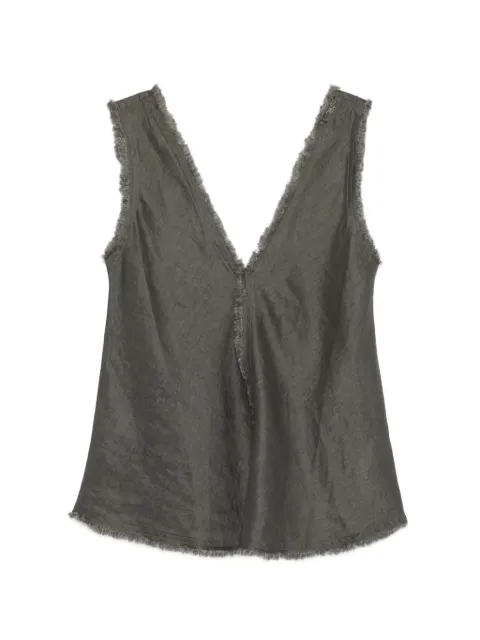 P.A.R.O.S.H. frayed V-neck blouse Grey BEACH26D311664