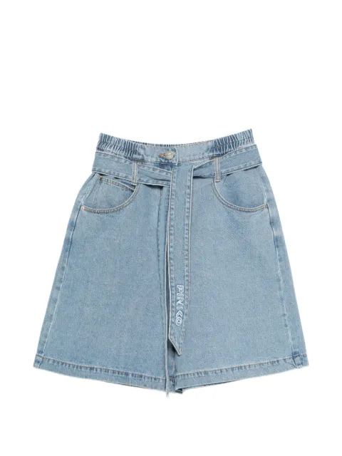 PINKO wide-leg denim bermuda shorts with belt Blue 106258A3A9