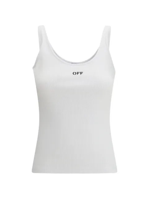 Off-White Off Stamp logo-embroidered top White 2AD072C99JER002W102