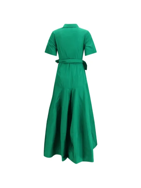 P.A.R.O.S.H. button-fastening belted dress Green D726098