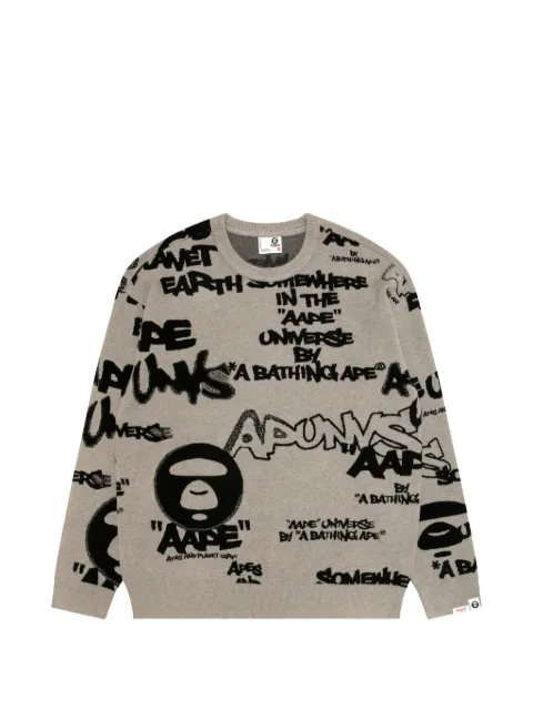 AAPE BY *A BATHING APE® logo crew-neck sweater Neutrals AKND362XXQ