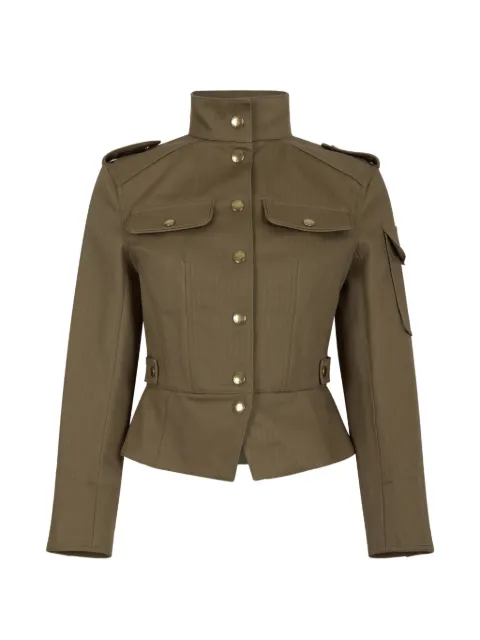 Alexander McQueen buttoned-up peplum jacket Brown 851057QFABR