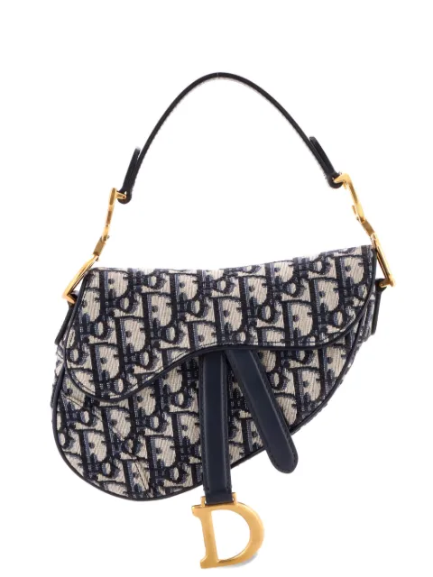 Christian Dior Pre-Owned Saddle Handbag Oblique Canvas Mini shoulder bag Blue 5DXSL20WJM0WN1YH