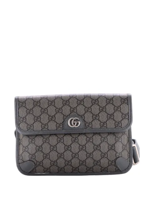 Gucci Pre-Owned Ophidia Flap GG Coated Canvas with Leather belt bag Grey 0PUQLC7HFYDNQ25X