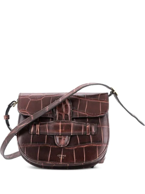 Celine Pre-Owned Symmetrical Shoulder Bag Crocodile Embossed Leather Mini belt bag Brown SLT3QMW40LBZ8D08