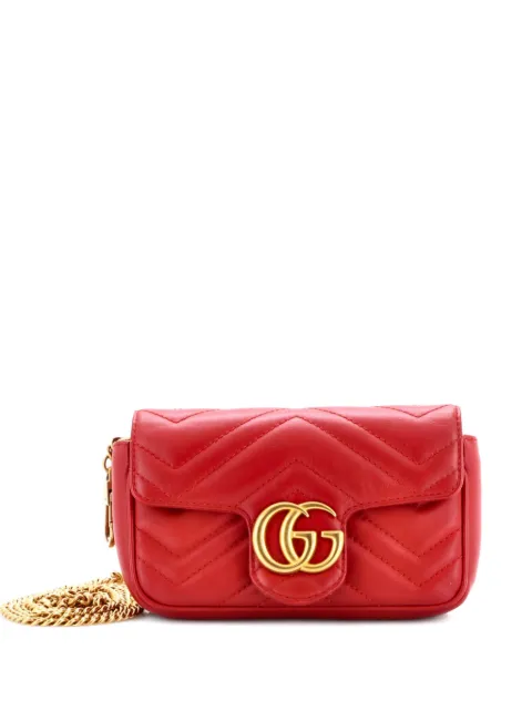 Gucci Pre-Owned GG Marmont Flap Bag Matelasse Leather Super Mini crossbody bag Red TVGGBKMV7YJQKWAS