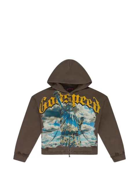 GODSPEED Chrome Liberty V2 zip-up hoodie Brown GDSMHDS0004