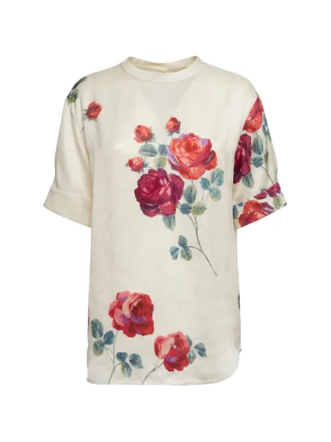 Nº21 floral-print short-sleeve blouse Neutrals G1045286