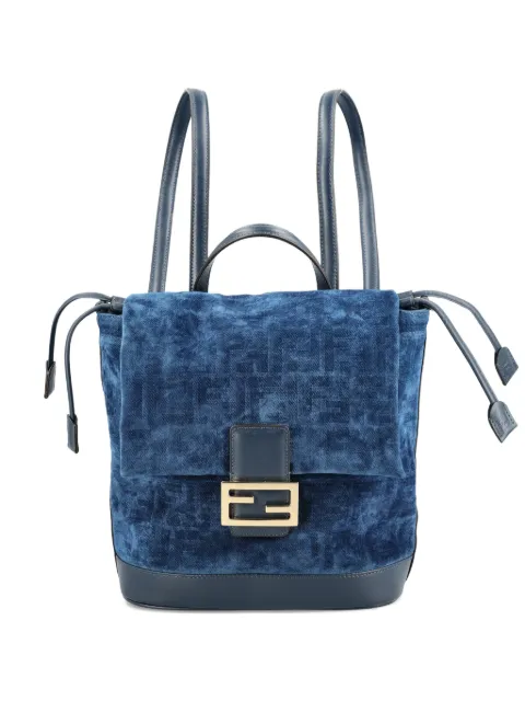 FENDI logo-plaque backpack Blue 8BZ057AWDV