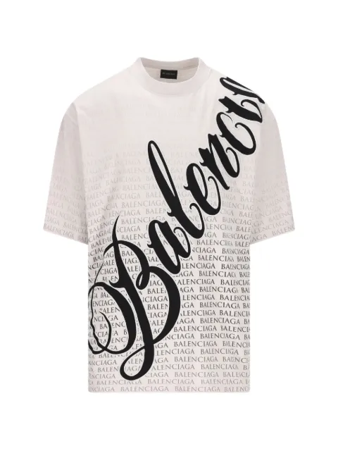 Balenciaga logo-lettering T-shirt White 764235TTVN9