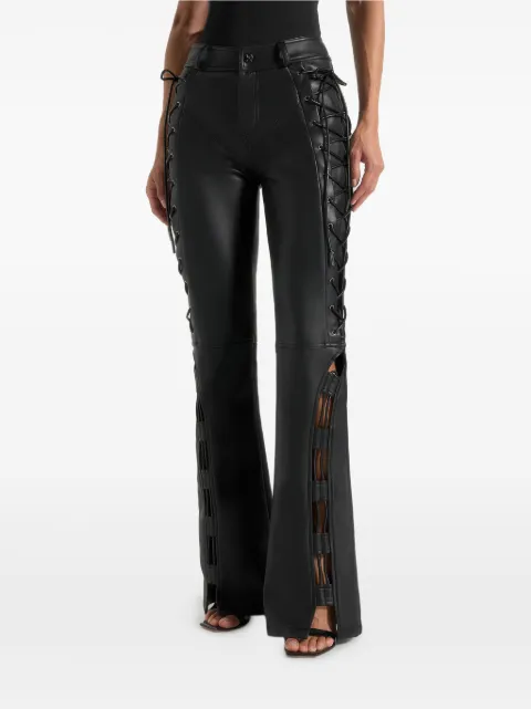 Manière De Voir Ambre leather lace up flared trousers Black WMN4637