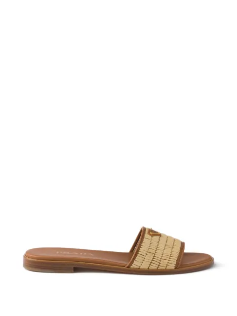 Prada leather and crochet slides Neutrals 1XX758FB0102ACS