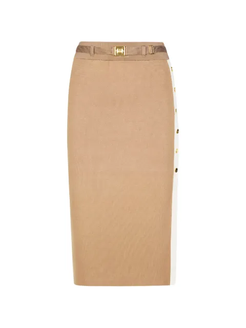 Elisabetta Franchi belted buttoned skirt Neutrals GK27S61E2
