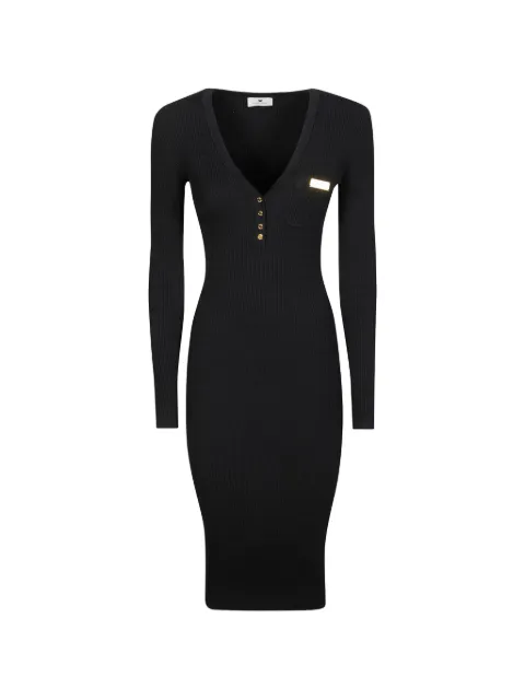 Elisabetta Franchi V-neck button midi dress Black AM14B61E2