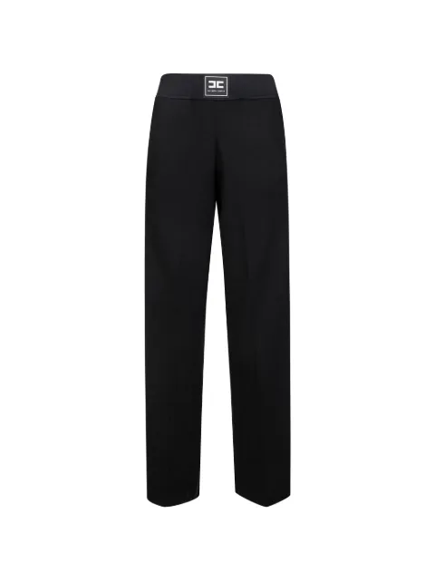 Elisabetta Franchi knit fabric trousers with shiny viscose bands Black KP74S61E2