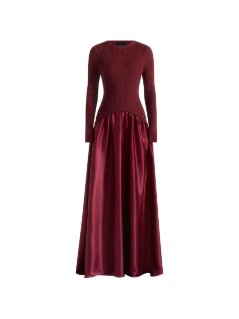 Manière De Voir Adeline knit & satin curved hem maxi dress Red WMN4434