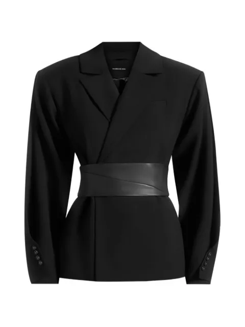 Manière De Voir Marie twist sleeve tailored blazer with belt Black WMN38692