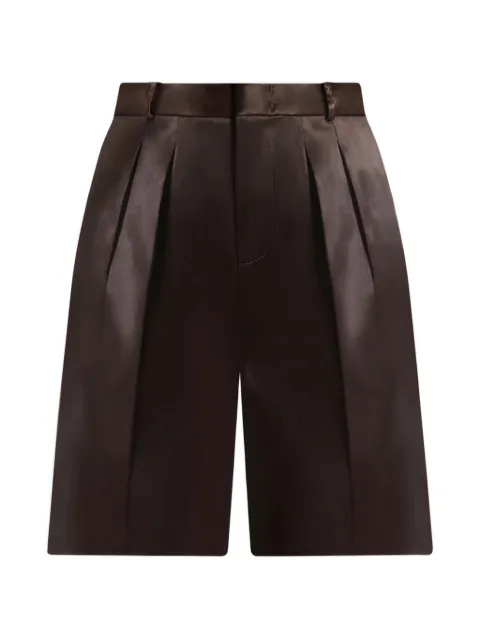 Manière De Voir Lorette satin double pleat shorts Brown WMN42461