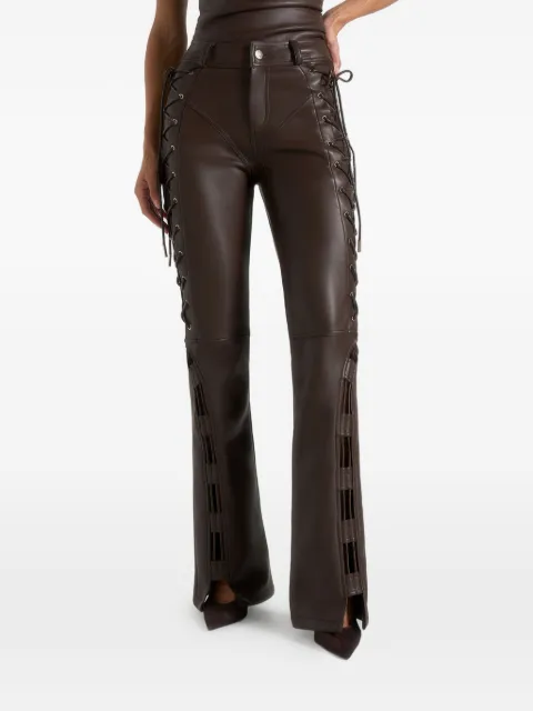 Manière De Voir Ambre leather lace up flared trousers Brown WMN4637