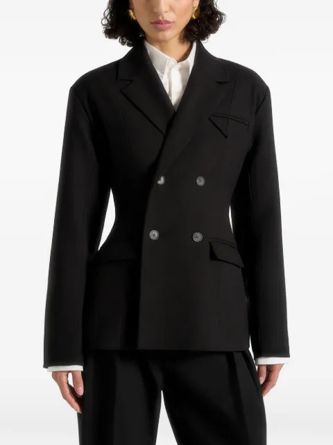 Manière De Voir Maia pinstripe double breasted blazer Black WMN4277