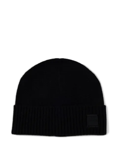BOSS logo-patch beanie hat Black 50522447