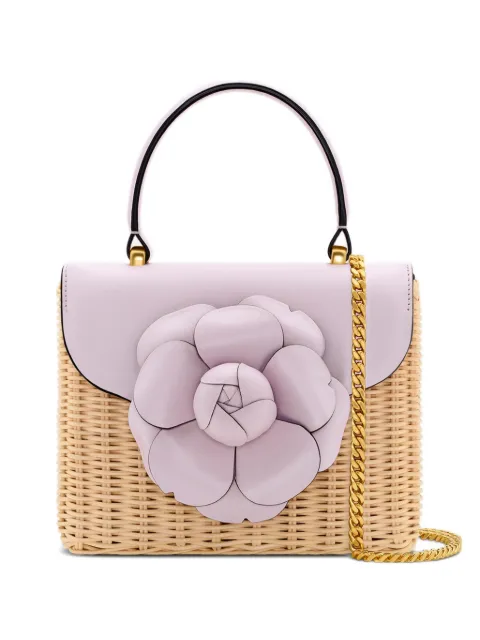 Oscar de la Renta mini TRO flower-appliqué tote bag Neutrals 26SH168WICLIL