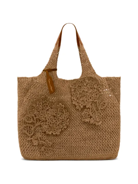 Oscar de la Renta Topaz floral-appliqué shoulder bag Brown 26SH182EMBNAT