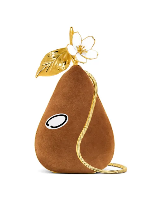 Oscar de la Renta Pear minaudière in suede clutch bag Brown 26SH2012SUEBRN