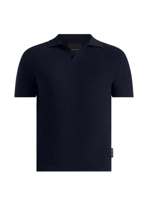 Manière De Voir Rowen textured knit revere polo shirt Blue MAN3553