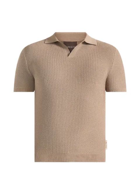 Manière De Voir Rowen textured knit revere polo shirt Neutrals MAN3553