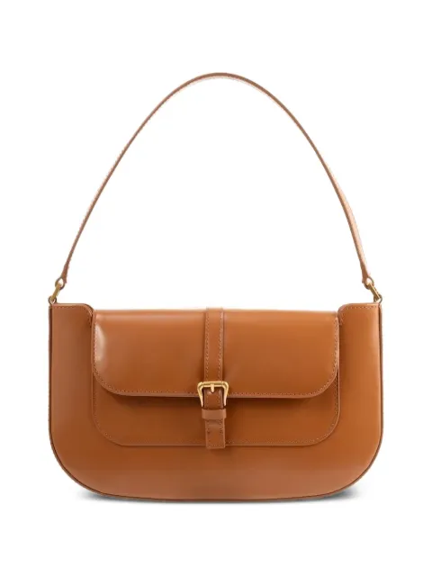BY FAR Miranda Summer flap semi patent-leather shoulder bag Brown 15299020259715
