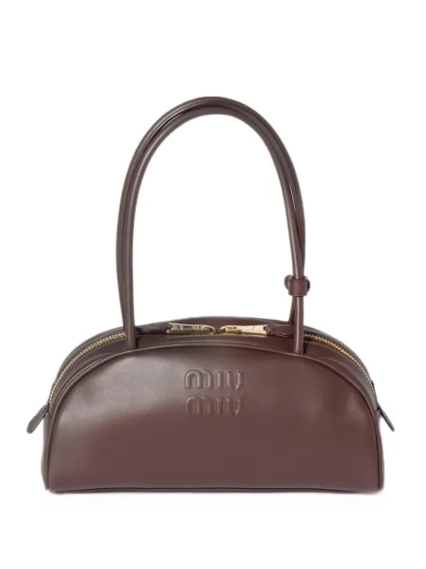 Miu Miu Beau embossed-logo clutch bag Brown 5BB193VOOO2CRW